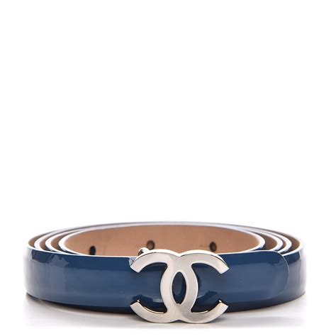 chanel cc logo skinny belt|CHANEL Patent CC Logo Skinny Belt 85 34 Blue .